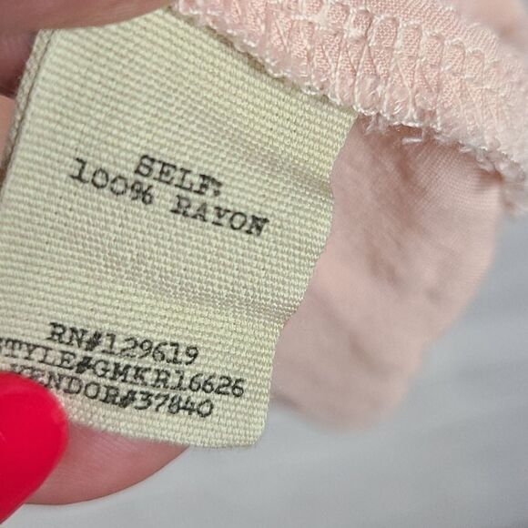 Gimmicks BKE Lace Up Cold Shoulder Embroidered Top Blush Pink Soft Bell Sleeves - Picture 11 of 12